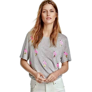 H&M grey pink flamingo t-shirt